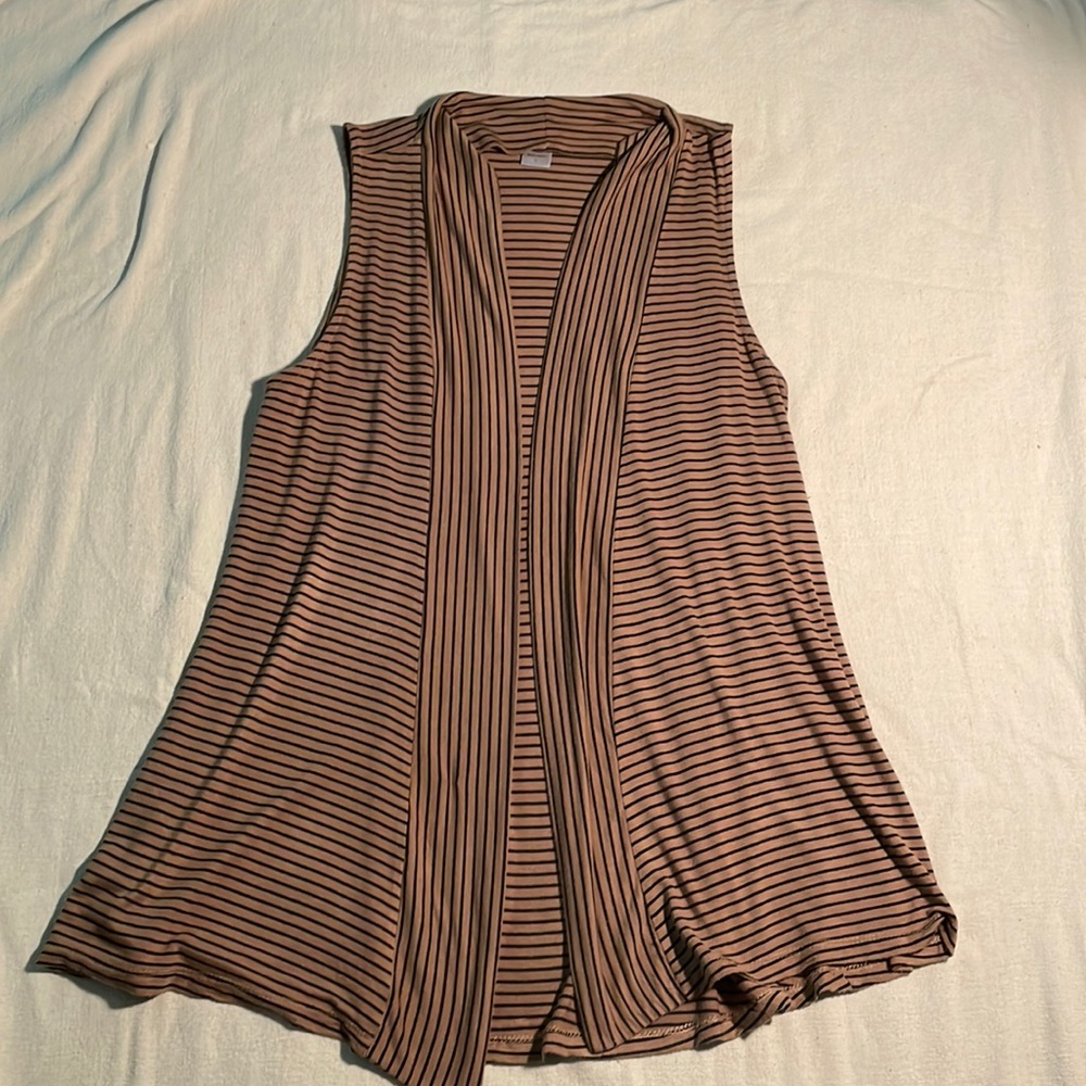 Yuni size L brown and black sleeveless long cardigan